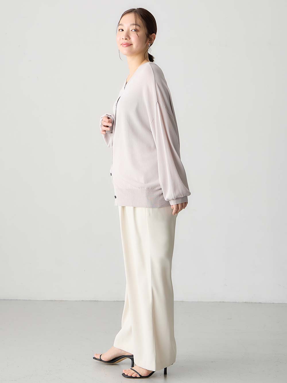 マタニティ トップス|【UVカット遮蔽率90％以上】【抗菌】【接触冷感】前後２WAYカーディガン　マタニティ・授乳服【出産後も長く使える】|グレージュ