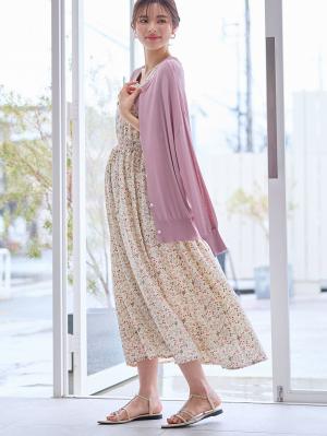 マタニティ トップス|【UVカット遮蔽率90％以上】【抗菌】【接触冷感】前後２WAYカーディガン　マタニティ・授乳服【出産後も長く使える】|グレイッシュピンク