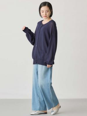 マタニティ トップス|【UVカット遮蔽率90％以上】【抗菌】【接触冷感】前後２WAYカーディガン　マタニティ・授乳服【出産後も長く使える】|ネイビー