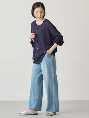 マタニティ トップス|【UVカット遮蔽率90％以上】【抗菌】【接触冷感】前後２WAYカーディガン　マタニティ・授乳服【出産後も長く使える】|ネイビー