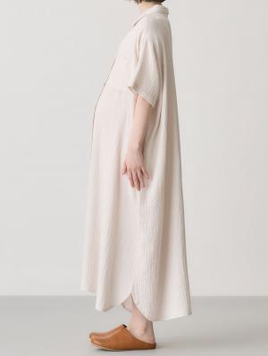 マタニティ パジャマ・ルームウェア|ぷくぷくWガーゼシャツワンピースネグリジェ マタニティ・授乳パジャマ【出産後も長く着られる】