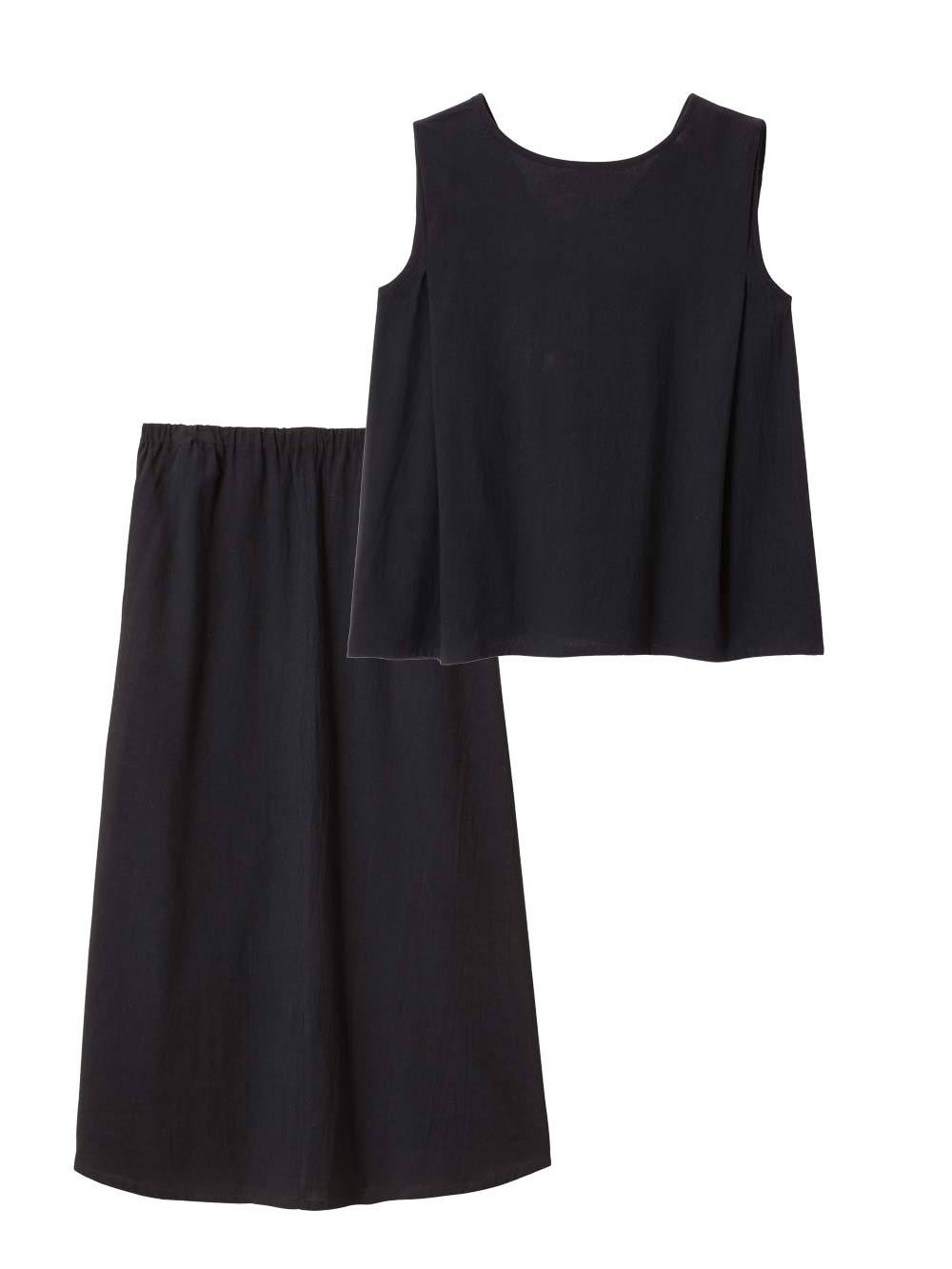 マタニティ ワンピース|【セット】リネンライクフレンチスリーブトップス&セミフレアスカートセットアップ マタニティ・授乳服【出産後も長く着られる】|ブラック