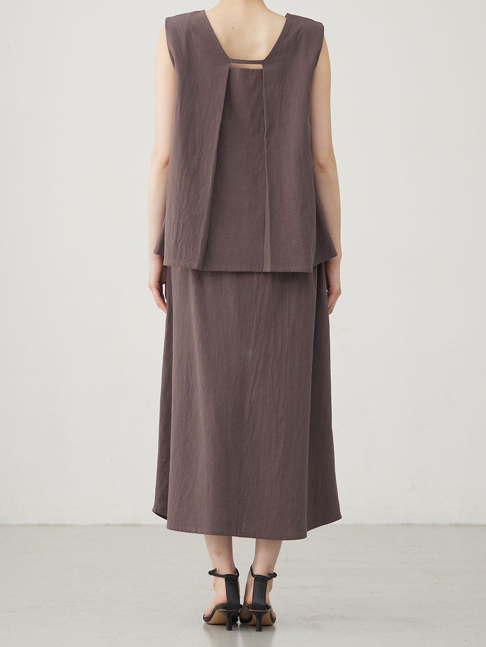 マタニティ ワンピース|【セット】リネンライクフレンチスリーブトップス&セミフレアスカートセットアップ マタニティ・授乳服【出産後も長く着られる】