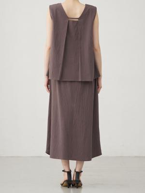 マタニティ ワンピース|【セット】リネンライクフレンチスリーブトップス&セミフレアスカートセットアップ マタニティ・授乳服【出産後も長く着られる】