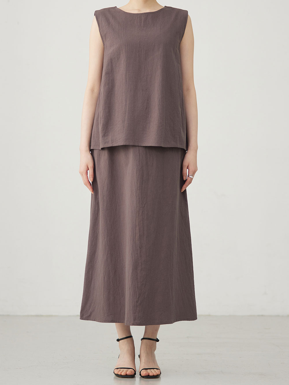 マタニティ ワンピース|【セット】リネンライクフレンチスリーブトップス&セミフレアスカートセットアップ マタニティ・授乳服【出産後も長く着られる】