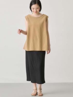 マタニティ ワンピース|【セット】リネンライクフレンチスリーブトップス&セミフレアスカートセットアップ マタニティ・授乳服【出産後も長く着られる】