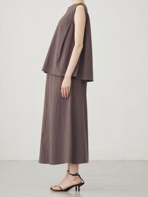 マタニティ ワンピース|【セット】リネンライクフレンチスリーブトップス&セミフレアスカートセットアップ マタニティ・授乳服【出産後も長く着られる】