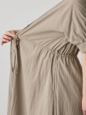 マタニティ ワンピース|ウエストギャザー半袖ワンピース　マタニティ・授乳服【出産後も長く着られる】