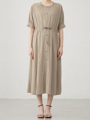 マタニティ ワンピース|ウエストギャザー半袖ワンピース　マタニティ・授乳服【出産後も長く着られる】