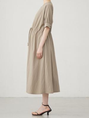 マタニティ ワンピース|ウエストギャザー半袖ワンピース　マタニティ・授乳服【出産後も長く着られる】