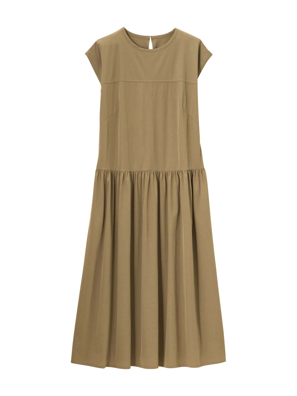 マタニティ ワンピース|切替ギャザーフレンチスリーブワンピース　マタニティ・授乳服【産後も長く着られる】|モカベージュ