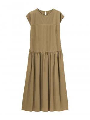 マタニティ ワンピース|切替ギャザーフレンチスリーブワンピース　マタニティ・授乳服【産後も長く着られる】|モカベージュ