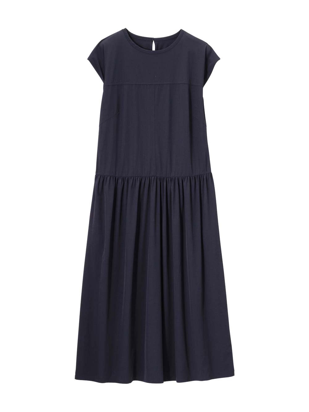 マタニティ ワンピース|切替ギャザーフレンチスリーブワンピース　マタニティ・授乳服【産後も長く着られる】|ダークネイビー