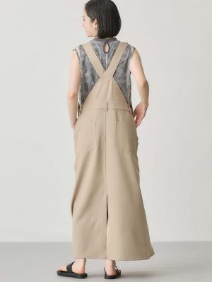 マタニティ ワンピース|Aラインジャンパースカート(Wアジャスター付)　マタニティ・授乳服【出産後も長く着られる】|ライトベージュ