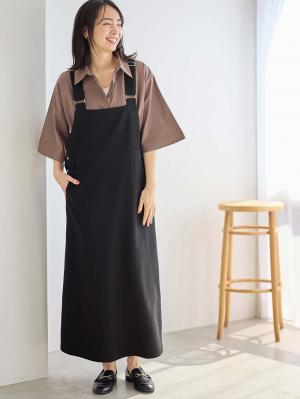 Aラインジャンパースカート(Wアジャスター付)　マタニティ・授乳服【出産後も長く着られる】10556