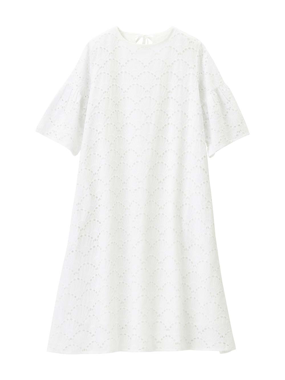 マタニティ ワンピース|カットワークレース半袖ワンピース マタニティ・授乳服【出産後も長く着られる】|オフホワイト