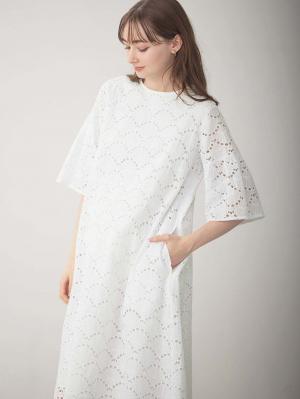 マタニティ ワンピース|カットワークレース半袖ワンピース マタニティ・授乳服【出産後も長く着られる】|オフホワイト