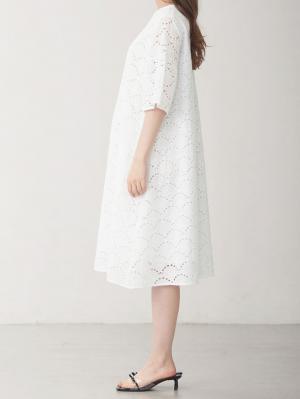 マタニティ ワンピース|カットワークレース半袖ワンピース マタニティ・授乳服【出産後も長く着られる】