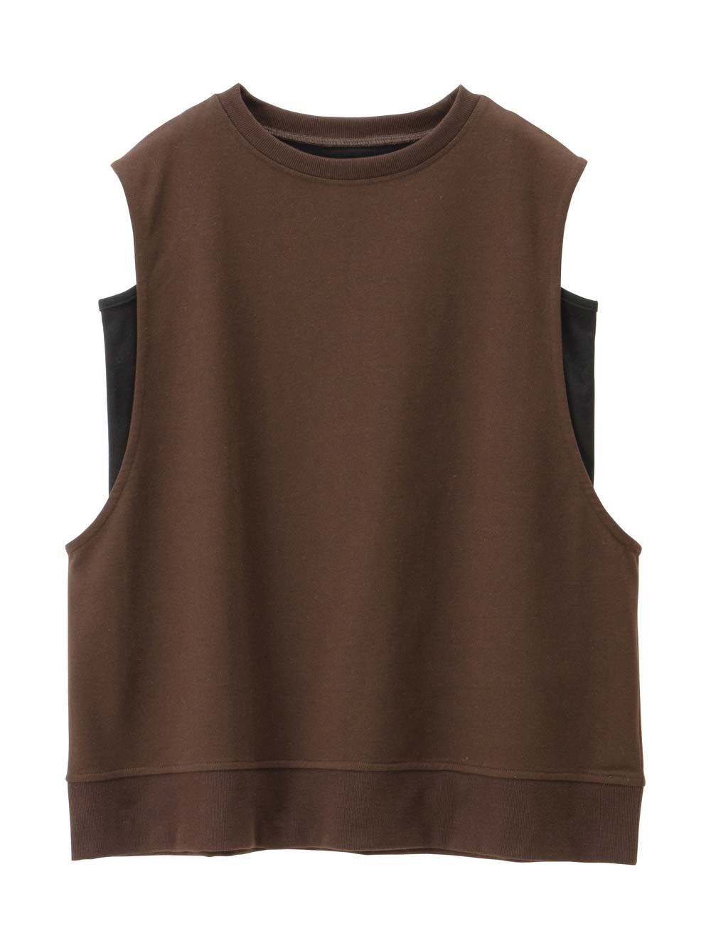 マタニティ トップス|綿混スウェット重ね着風フレンチスリーブトップス マタニティ・授乳服【出産後も長く着られる】|ブラウン