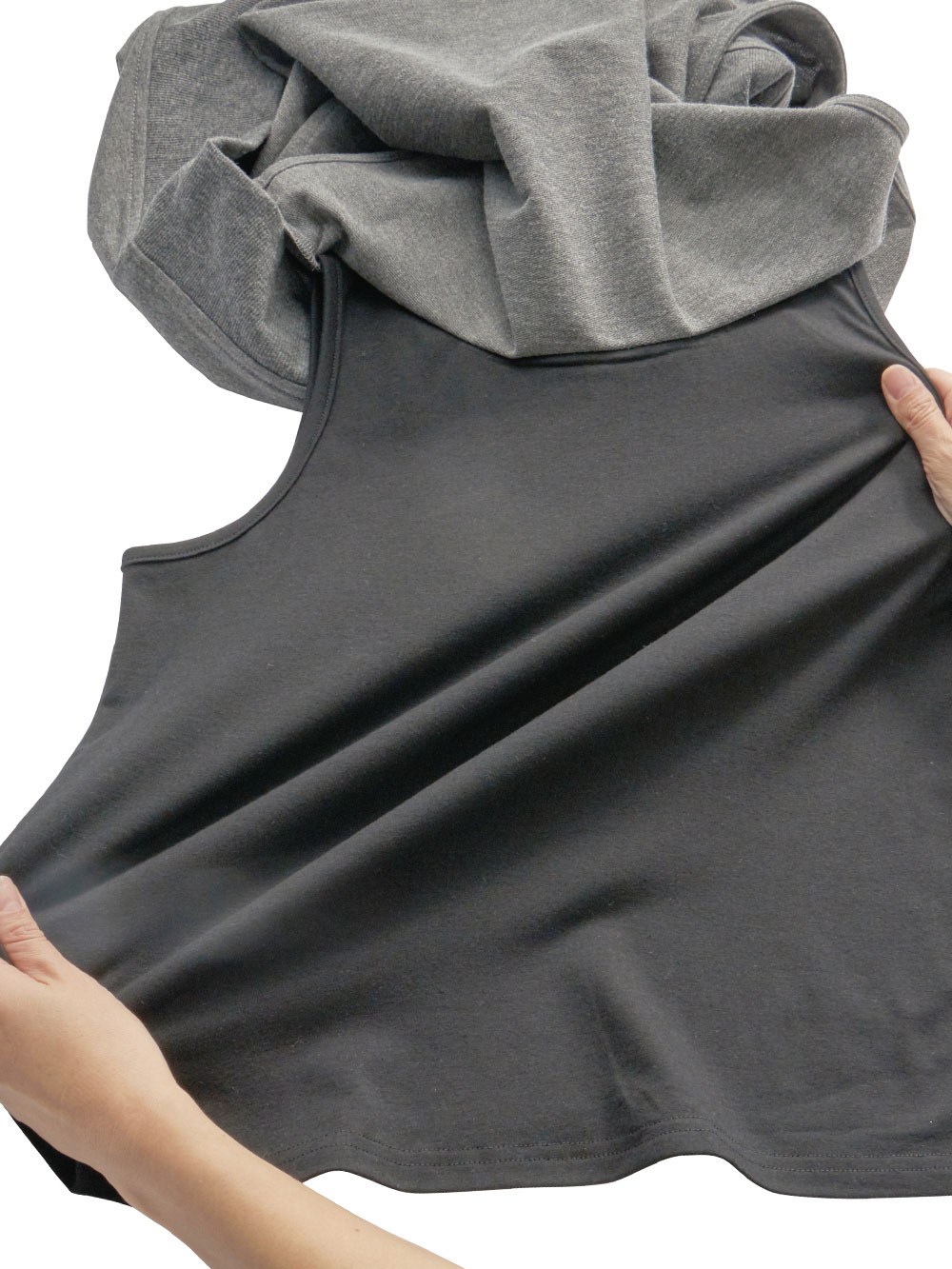 マタニティ トップス|綿混スウェット重ね着風フレンチスリーブトップス マタニティ・授乳服【出産後も長く着られる】