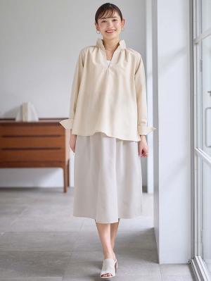 マタニティ スカート|タックフレアスカート　マタニティ・産後【出産後も長く着られる】|ペールグレー