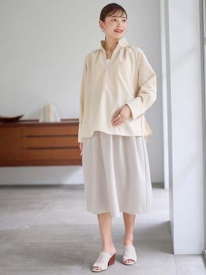 マタニティ スカート|タックフレアスカート　マタニティ・産後【出産後も長く着られる】|ペールグレー