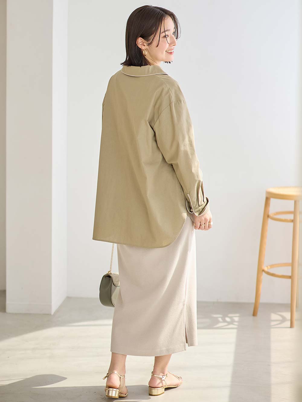 マタニティ スカート|綿混カットソーIラインマキシスカート　マタニティ・産後【出産後も長く着られる】|アイスベージュ