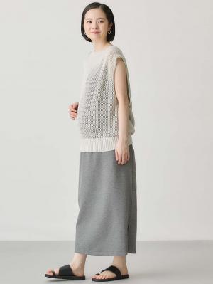 マタニティ スカート|綿混カットソーIラインマキシスカート　マタニティ・産後【出産後も長く着られる】|杢グレー