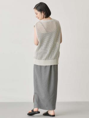 マタニティ スカート|綿混カットソーIラインマキシスカート　マタニティ・産後【出産後も長く着られる】|杢グレー