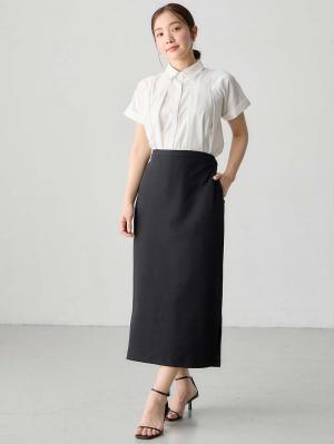 マタニティ スカート|綿混カットソーIラインマキシスカート　マタニティ・産後【出産後も長く着られる】|ブラック