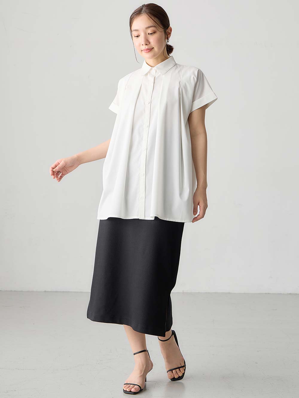 マタニティ スカート|綿混カットソーIラインマキシスカート　マタニティ・産後【出産後も長く着られる】|ブラック