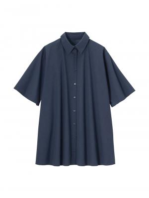 マタニティ トップス|Aラインロング丈シャツ マタニティ・授乳服【出産後も長く着られる】|ネイビー
