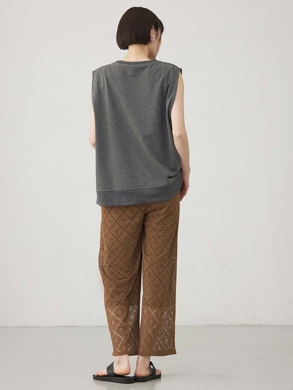 マタニティ パンツ|らくちんレースワイドパンツ　マタニティ・産後【産後も長く着られる】|ブラウン