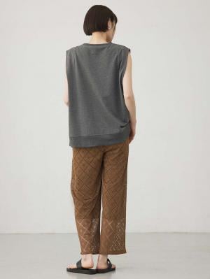 マタニティ パンツ|らくちんレースワイドパンツ　マタニティ・産後【産後も長く着られる】|ブラウン