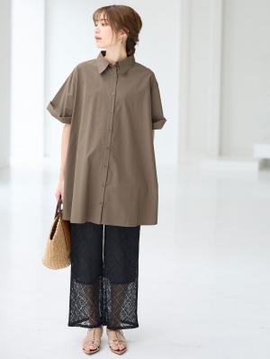 マタニティ パンツ|らくちんレースワイドパンツ　マタニティ・産後【産後も長く着られる】|ブラック