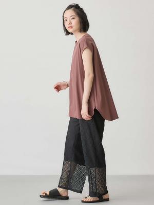 マタニティ パンツ|らくちんレースワイドパンツ　マタニティ・産後【産後も長く着られる】|ブラック