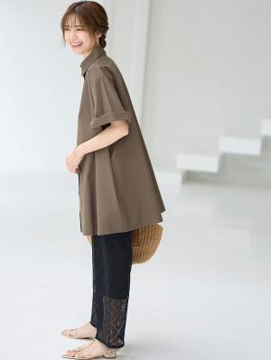 マタニティ パンツ|らくちんレースワイドパンツ　マタニティ・産後【産後も長く着られる】|ブラック