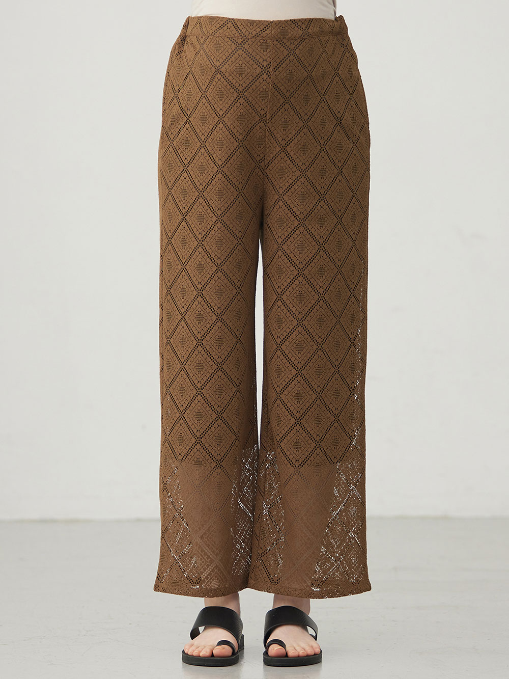 マタニティ パンツ|らくちんレースワイドパンツ　マタニティ・産後【産後も長く着られる】