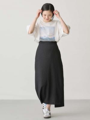 マタニティ スカート|ぽこぽこジャガードIラインスカート マタニティ・産後【産後も長く着られる】|ブラック