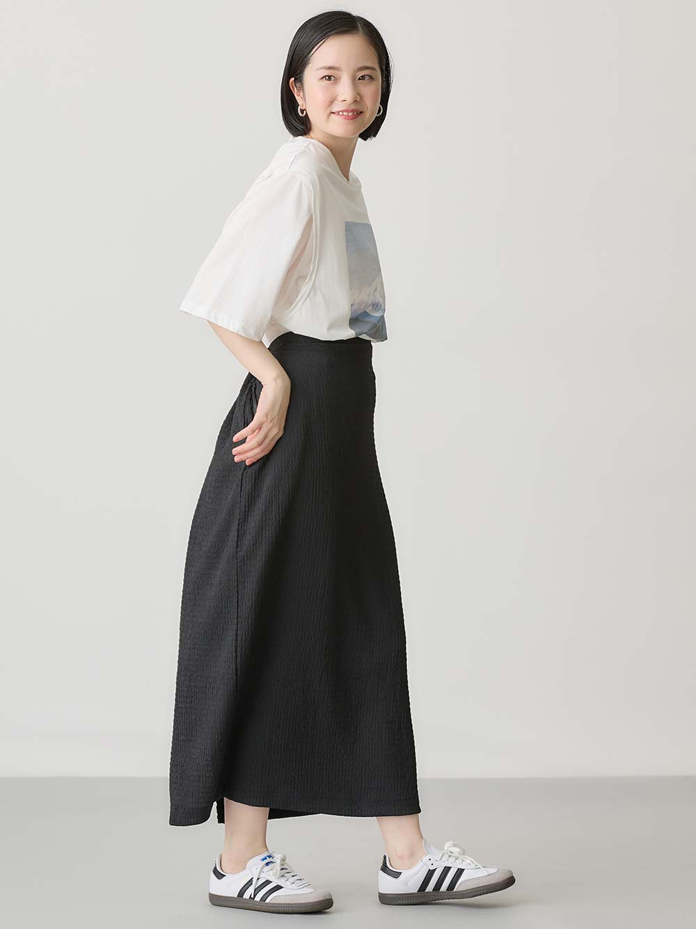 マタニティ スカート|ぽこぽこジャガードIラインスカート マタニティ・産後【産後も長く着られる】|ブラック