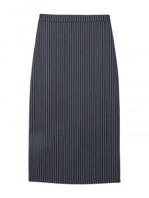 マタニティ スカート|ウエストギャザーIラインスカート(無地・ストライプ)　マタニティ・産後【産後も長く着られる】|ネイビー×オフストライプ