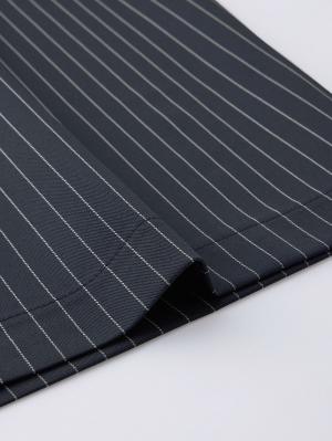 マタニティ スカート|ウエストギャザーIラインスカート(無地・ストライプ)　マタニティ・産後【産後も長く着られる】|ネイビー×オフストライプ