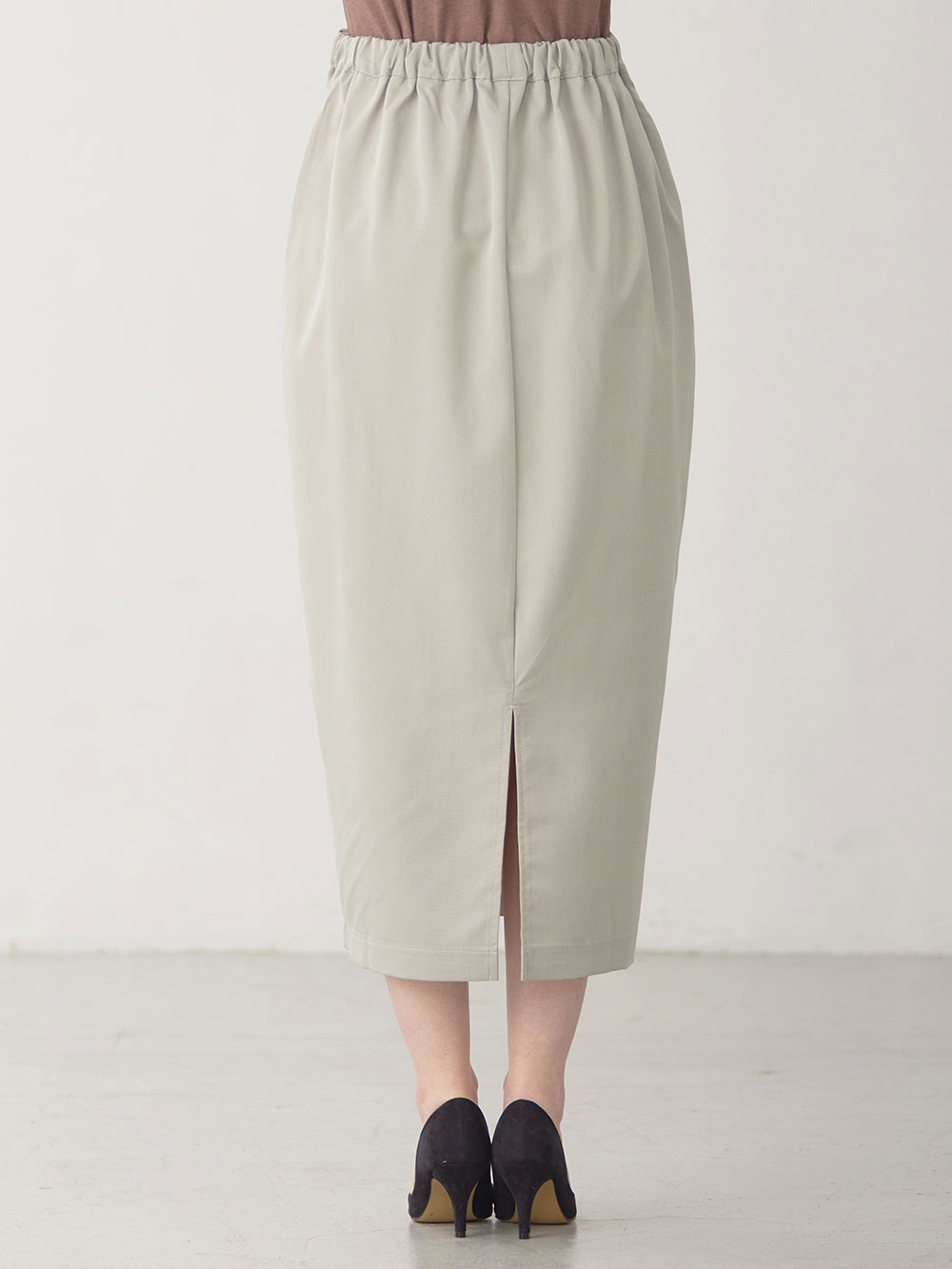 マタニティ スカート|ウエストギャザーIラインスカート(無地・ストライプ)　マタニティ・産後【産後も長く着られる】