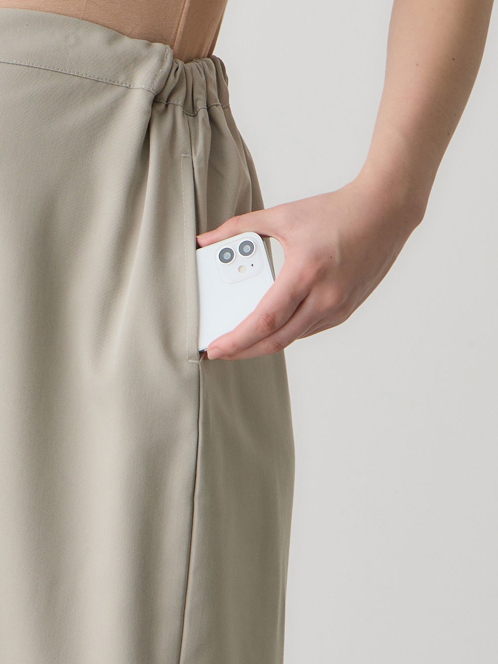 マタニティ スカート|ウエストギャザーIラインスカート(無地・ストライプ)　マタニティ・産後【産後も長く着られる】