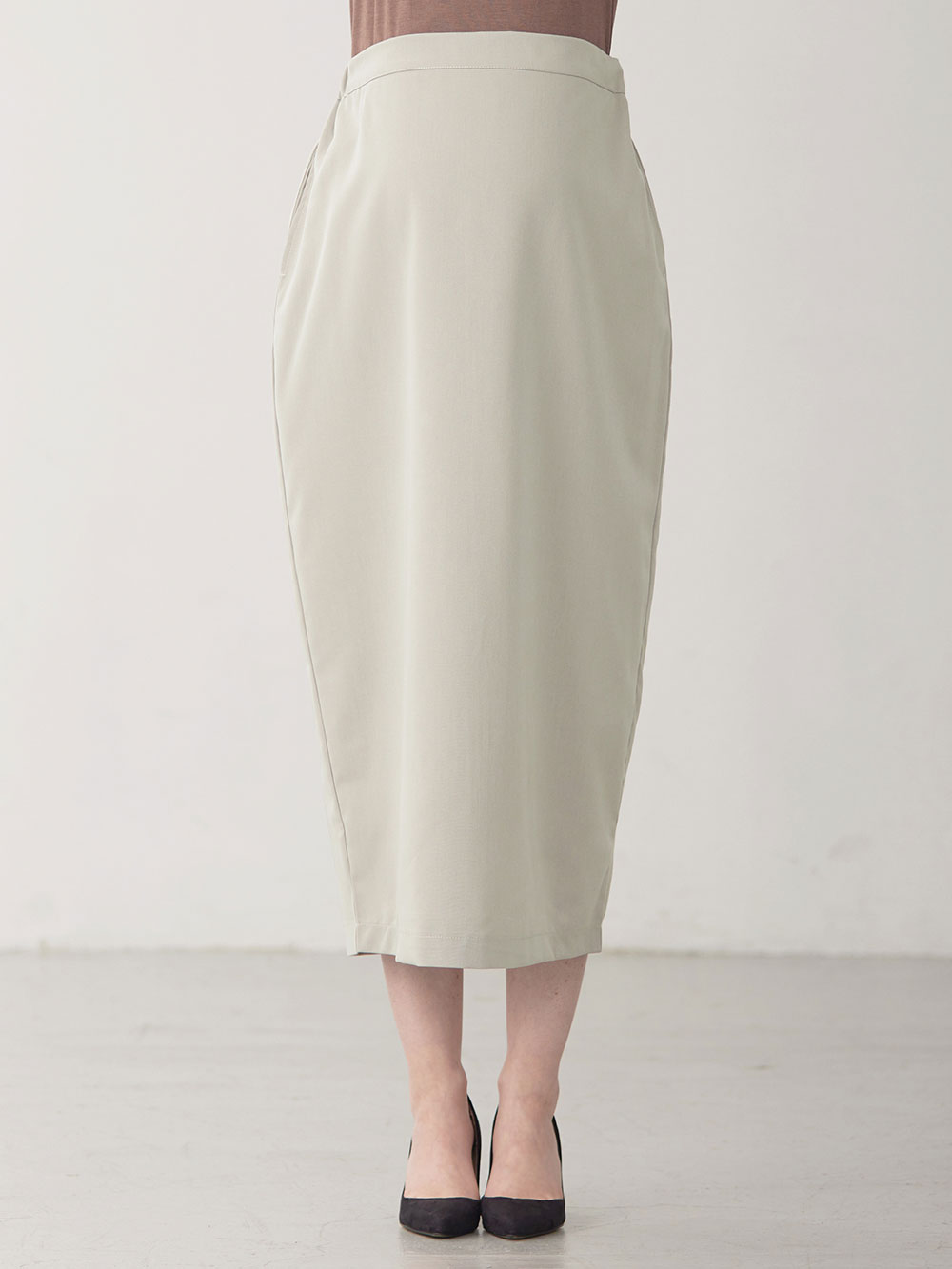 マタニティ スカート|ウエストギャザーIラインスカート(無地・ストライプ)　マタニティ・産後【産後も長く着られる】