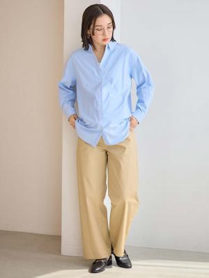 マタニティ パンツ|綿混ハイストレッチチノパンツ　マタニティ・産後【出産後も長く着られる】|ベージュ