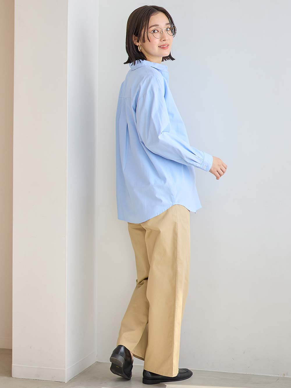 マタニティ パンツ|綿混ハイストレッチチノパンツ　マタニティ・産後【出産後も長く着られる】|ベージュ