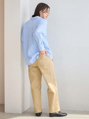 マタニティ パンツ|綿混ハイストレッチチノパンツ　マタニティ・産後【出産後も長く着られる】|ベージュ