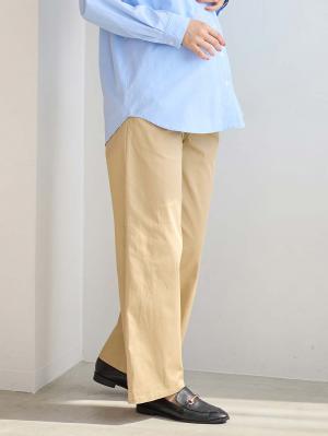 マタニティ パンツ|綿混ハイストレッチチノパンツ　マタニティ・産後【出産後も長く着られる】|ベージュ
