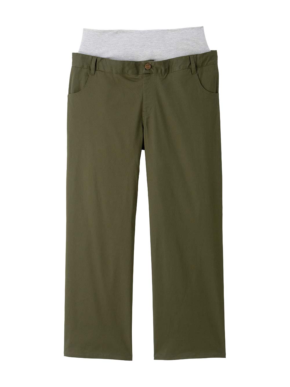 マタニティ パンツ|綿混ハイストレッチチノパンツ　マタニティ・産後【出産後も長く着られる】|カーキ